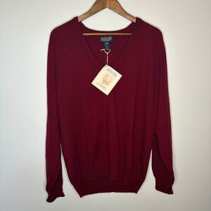 Cashmere Lands' End Men's V-Neck Sweater in Wine